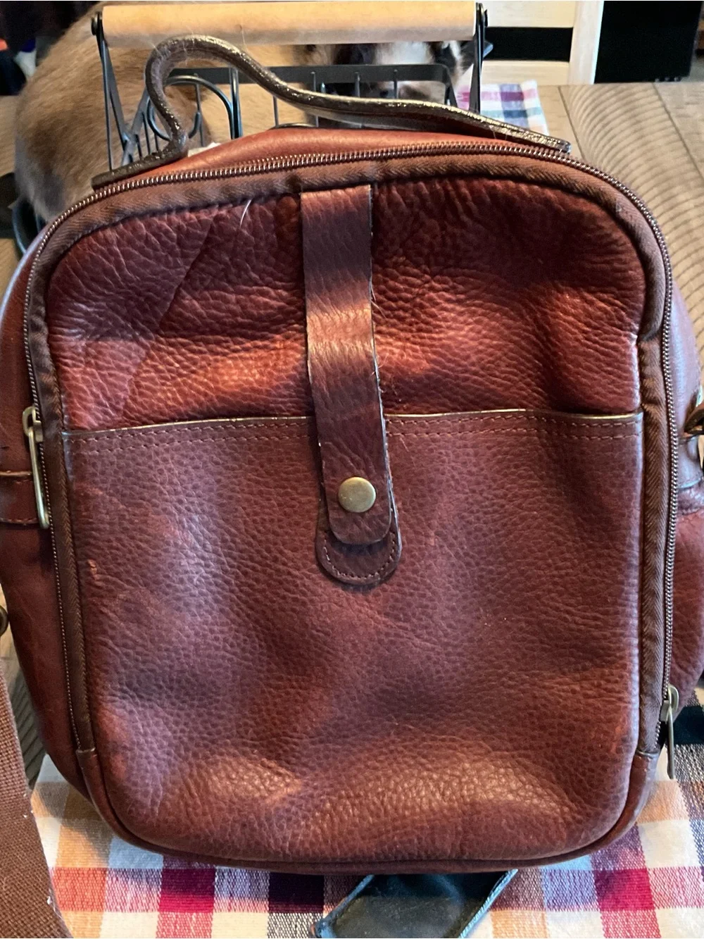 Duluth Trading Co Brown Leather Messenger Bag